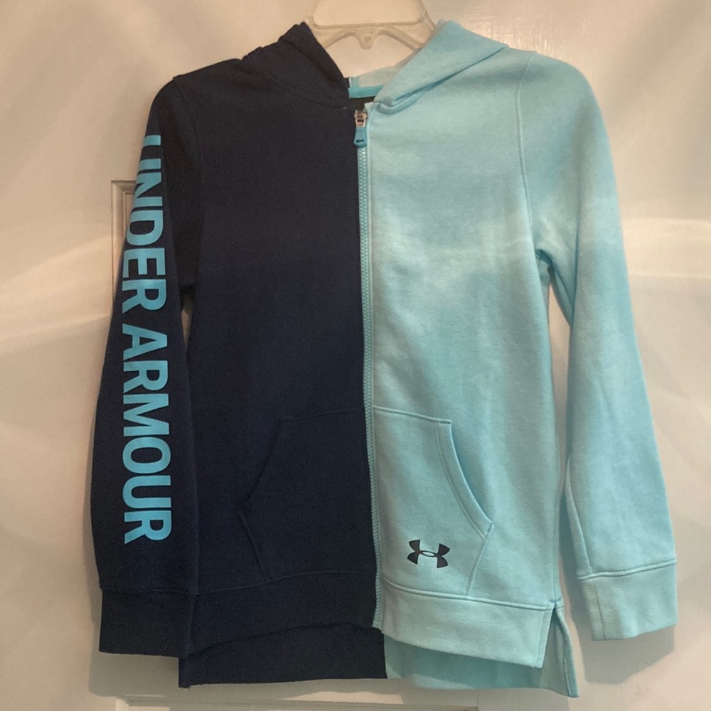 Girls under armor two tone zip up hoodie
